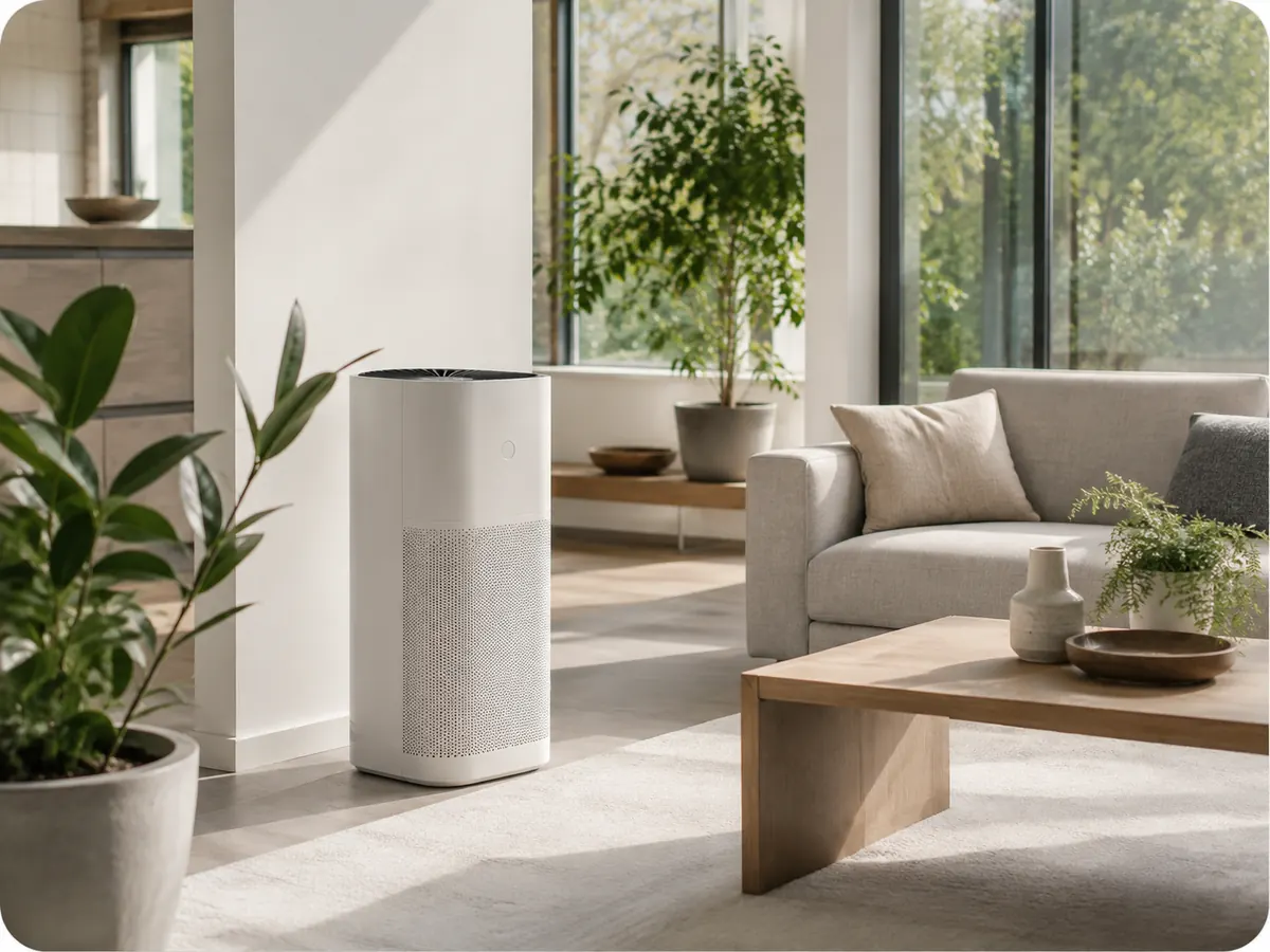 Air purifier in a Bay Area living room