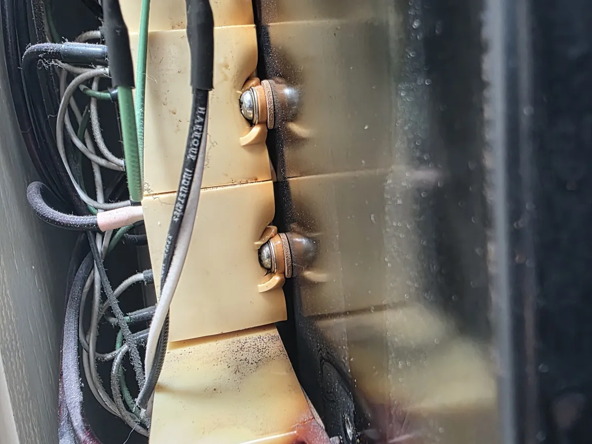 Appliance wiring and terminal block during a repair