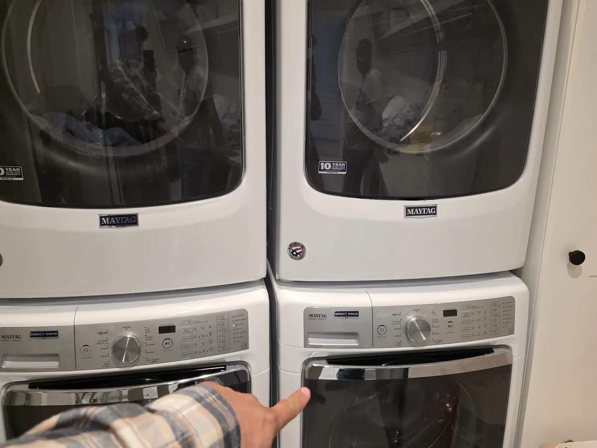 Maytag washers and dryers in a Bay Area laundry room