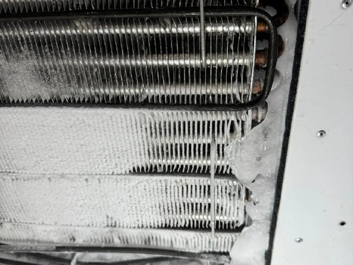 Frost built up across an evaporator coil
