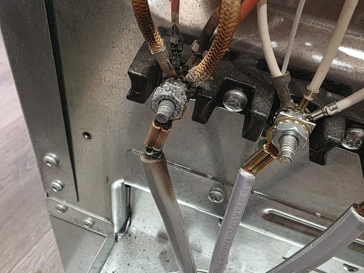 Gas valves and supply lines inside an appliance during service